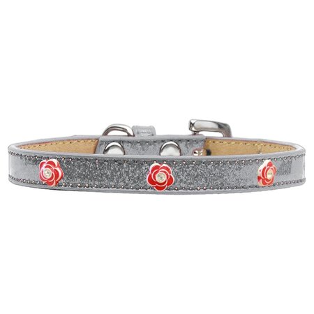 MIRAGE PET PRODUCTS Red Rose Widget Dog CollarSilver Ice Cream Size 10 633-18 SV10